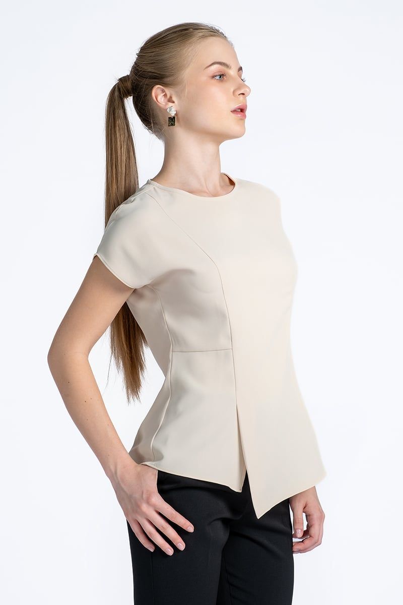 Áo Blouse Nữ Cổ Tròn Vạt Chéo FWBL24SS01C