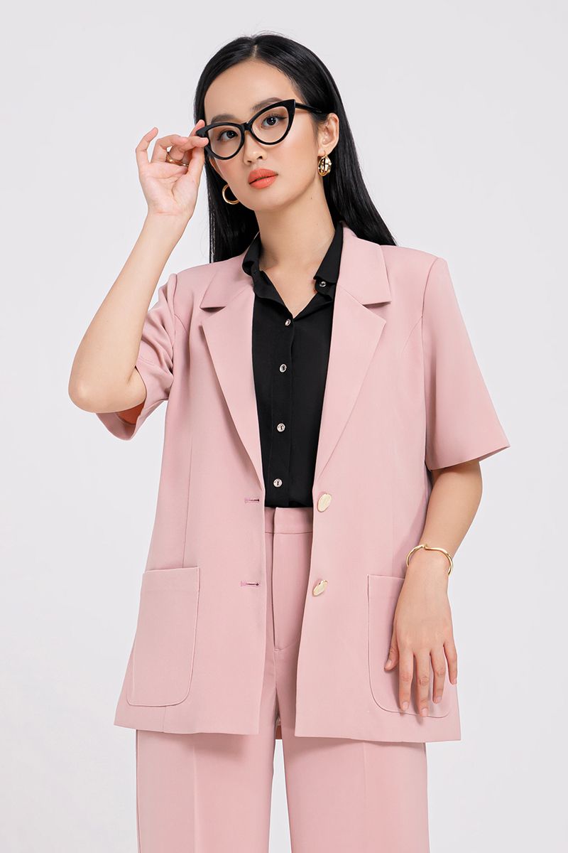 Áo khoác blazer nữ tay ngắn có túi FWBZ21SS07L