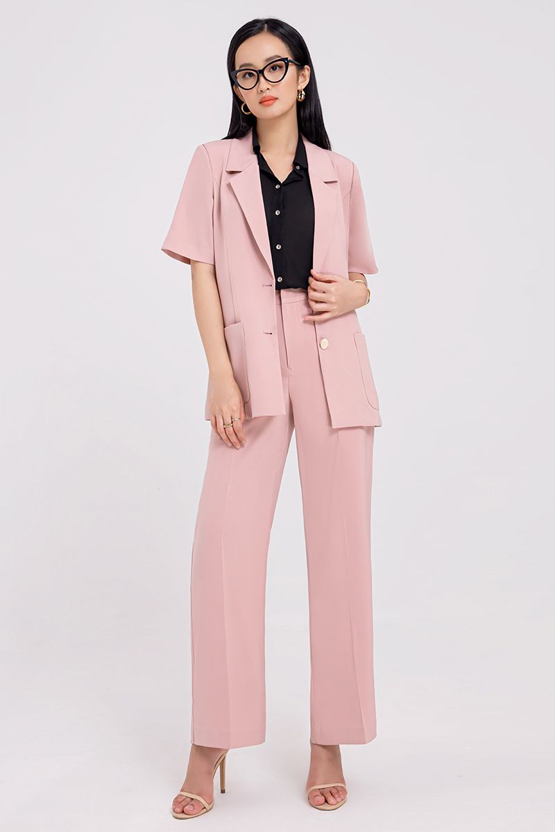 Áo khoác blazer nữ tay ngắn có túi FWBZ21SS07L