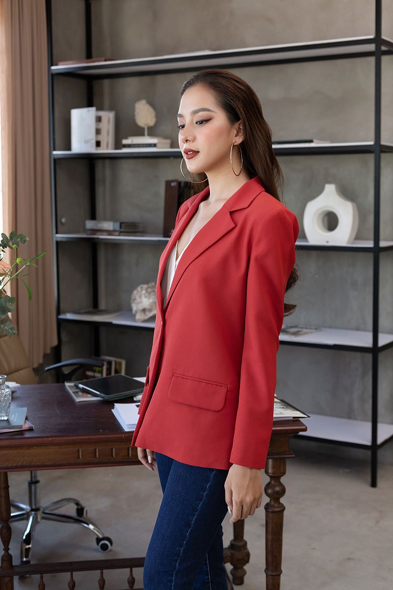  Áo Blazer cổ vest tay dài nữ FWBZ22SS03L 