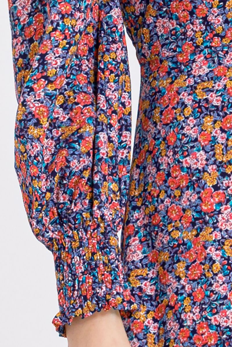 Đầm tay dài cổ tim họa tiết hoa nữ tính FWDR21SS01L