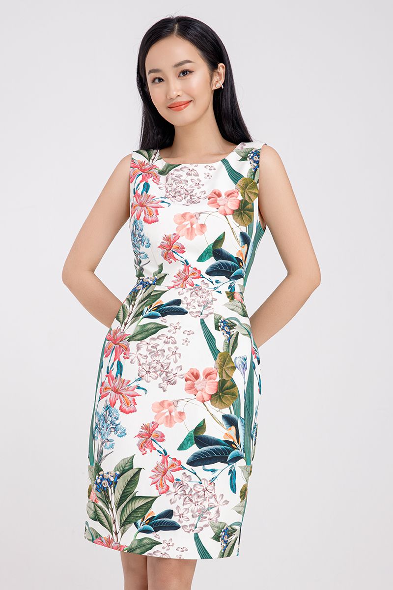 Đầm suông họa tiết hoa nữ tính FWDR21SS05C