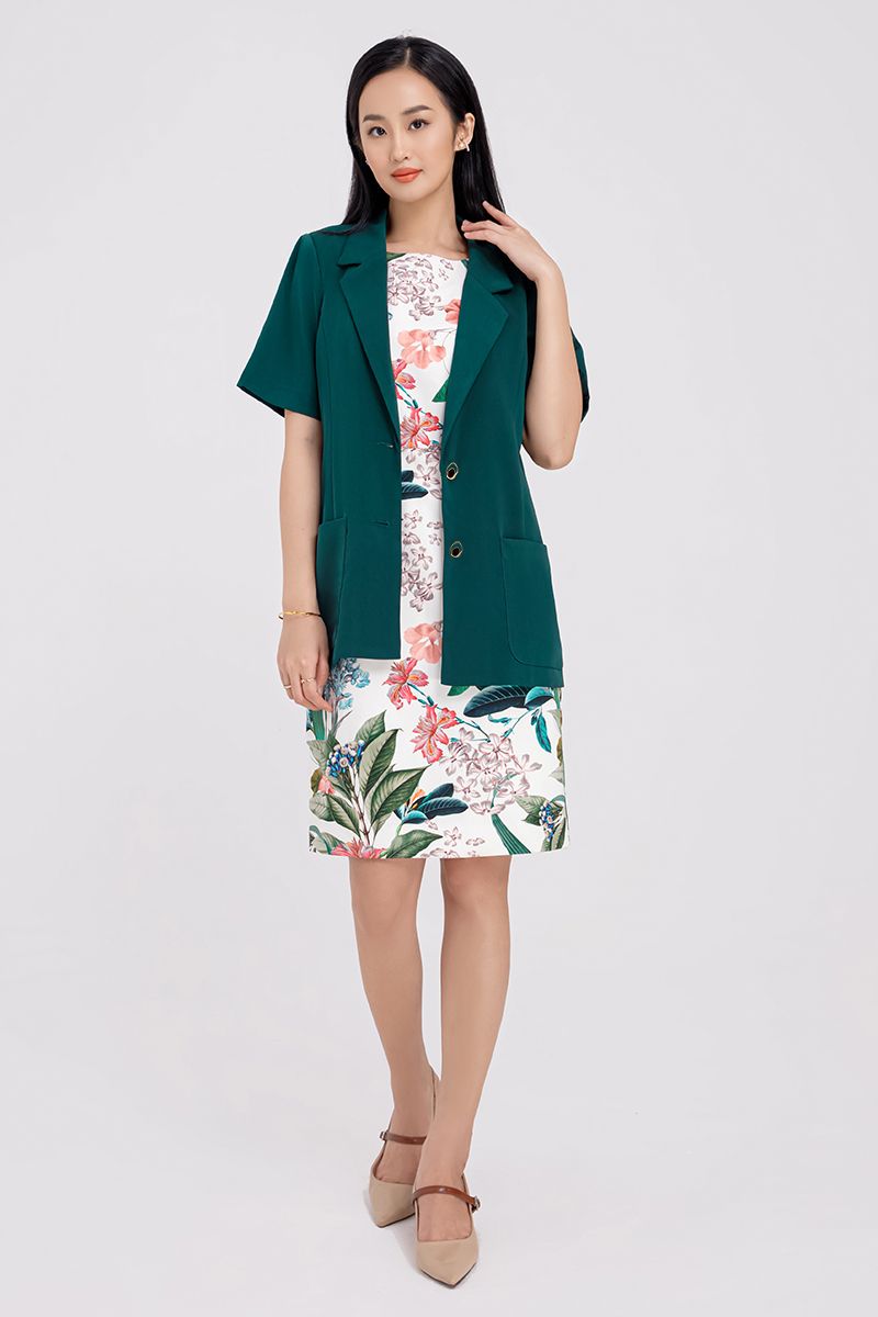 Áo khoác blazer nữ tay ngắn có túi FWBZ21SS07L