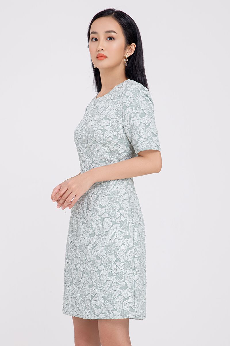 Đầm gấm xốp hoa nữ tính FWDR21SS18C