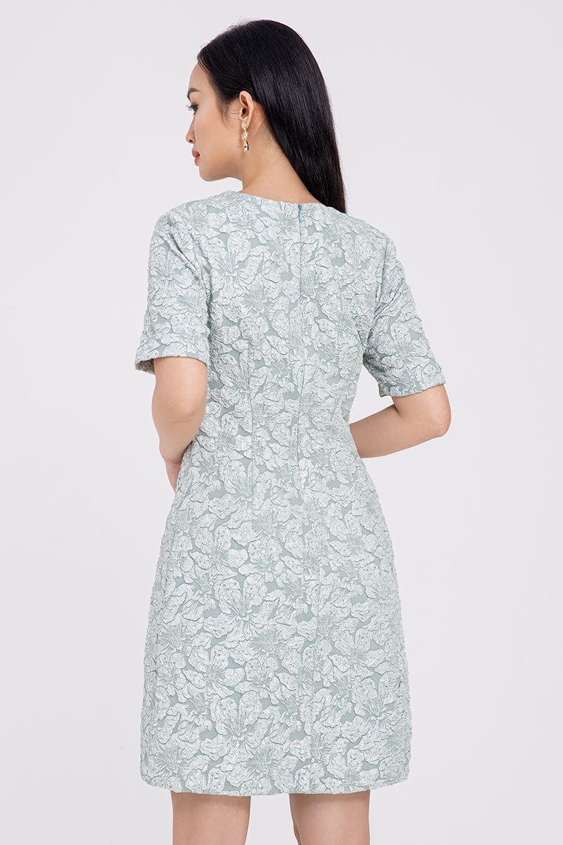 Đầm gấm xốp hoa nữ tính FWDR21SS18C