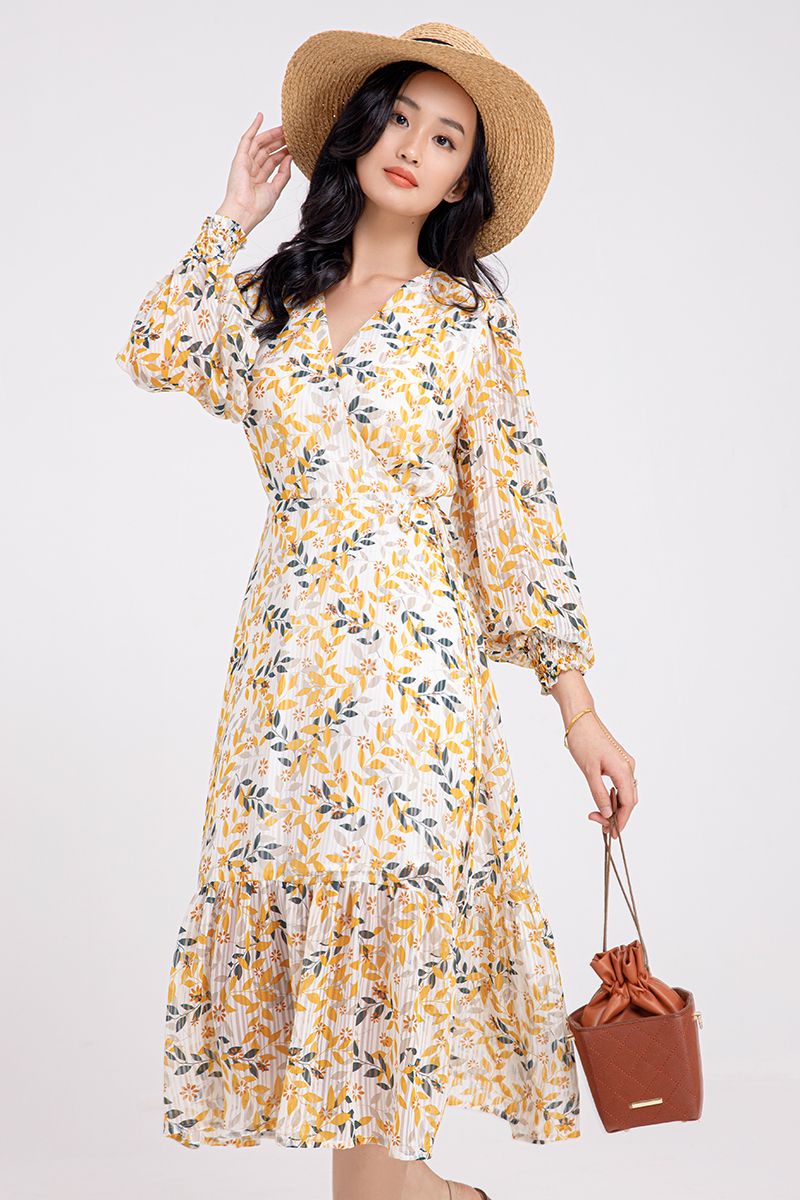 Đầm kiểu wrapdress họa tiết hoa FWDR21SS22L