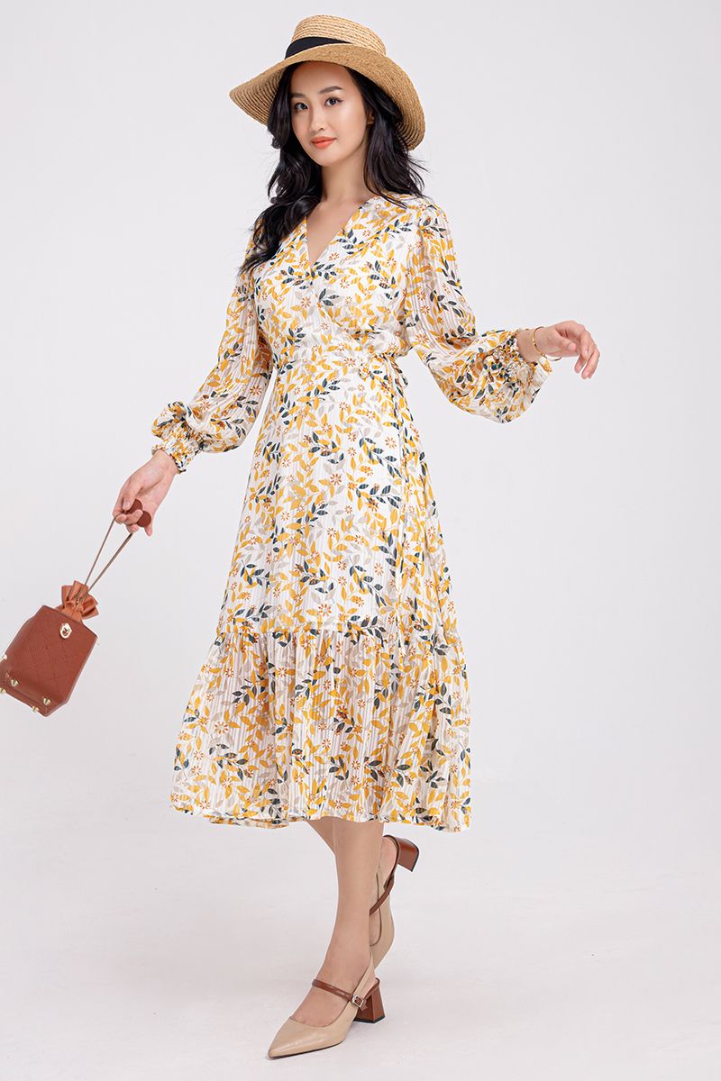 Đầm kiểu wrapdress họa tiết hoa FWDR21SS22L