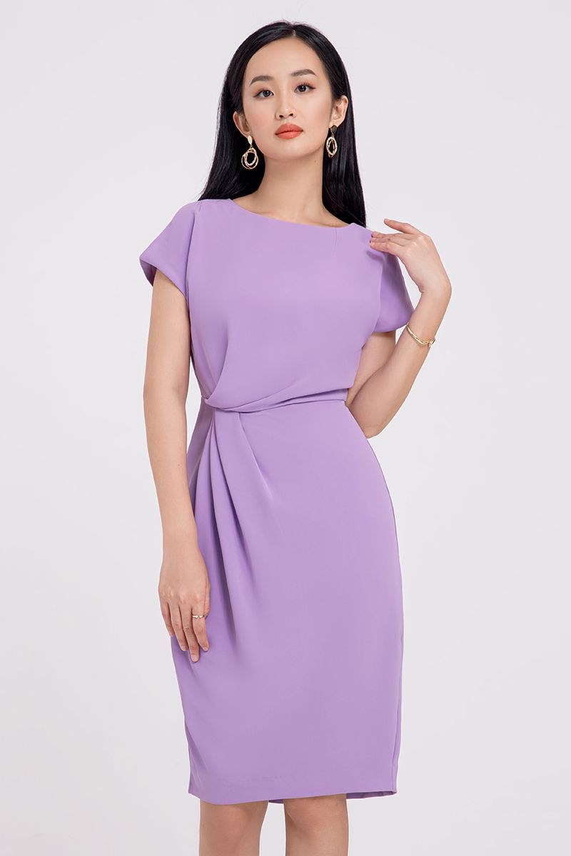 Đầm xếp ly chéo eo FWDR21SS26L
