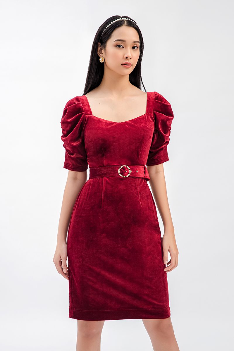 Đầm nữ tay phồng có nhún FWDR21SS33C