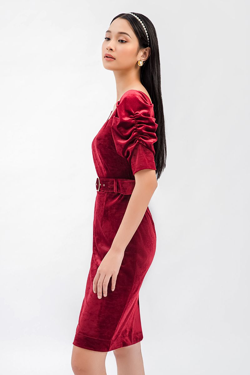 Đầm nữ tay phồng có nhún FWDR21SS33C