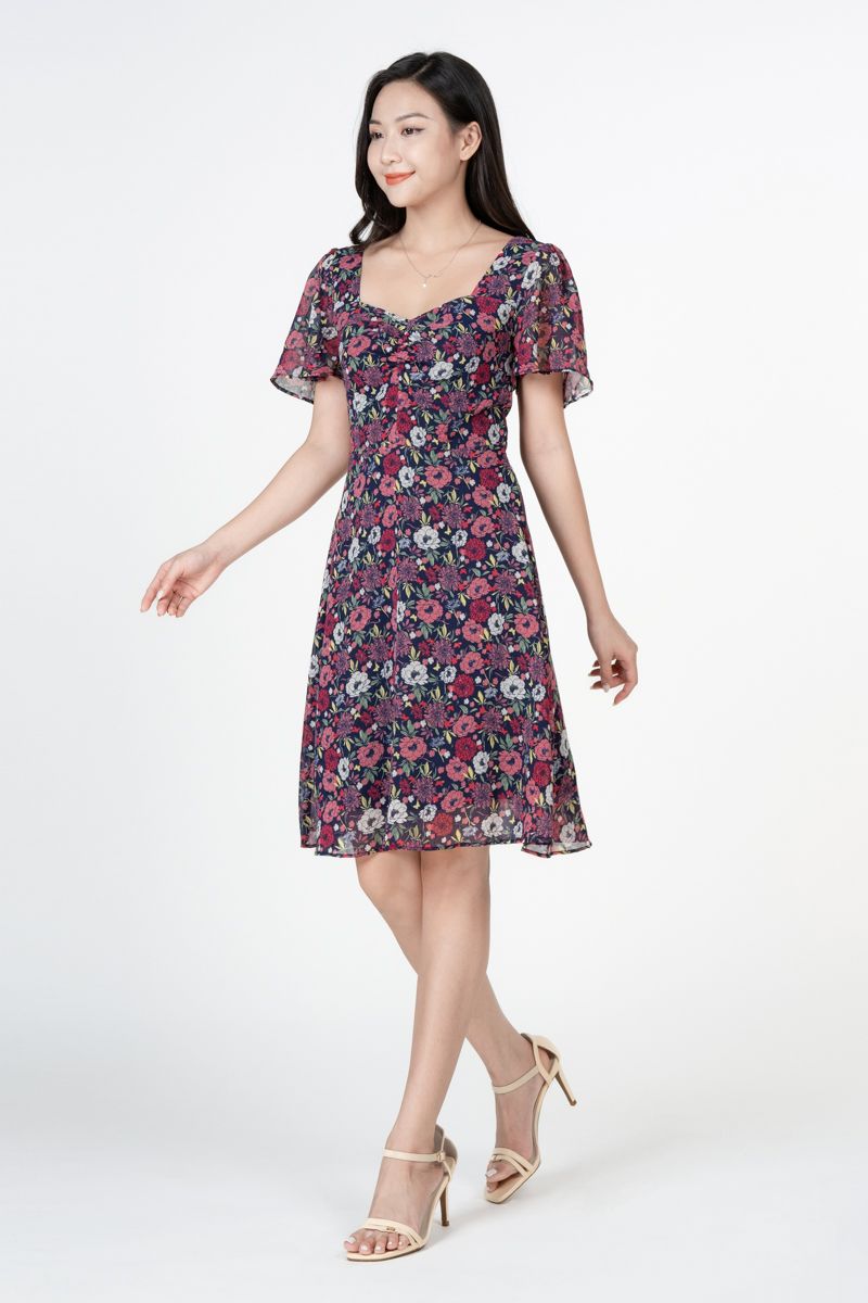 Đầm họa tiết dáng xòe nữ tính FWDR23SS08G