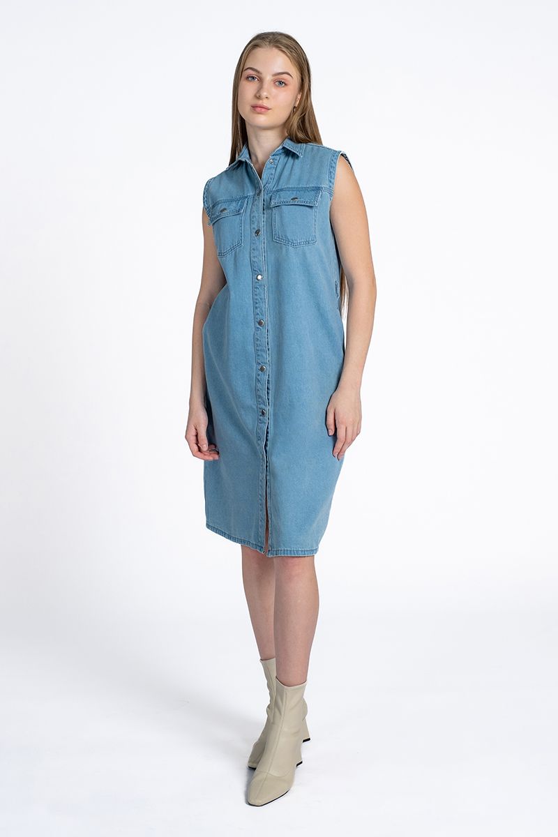  Đầm Jean Sát Nách Cá Tính FWDR24SS08G-C 