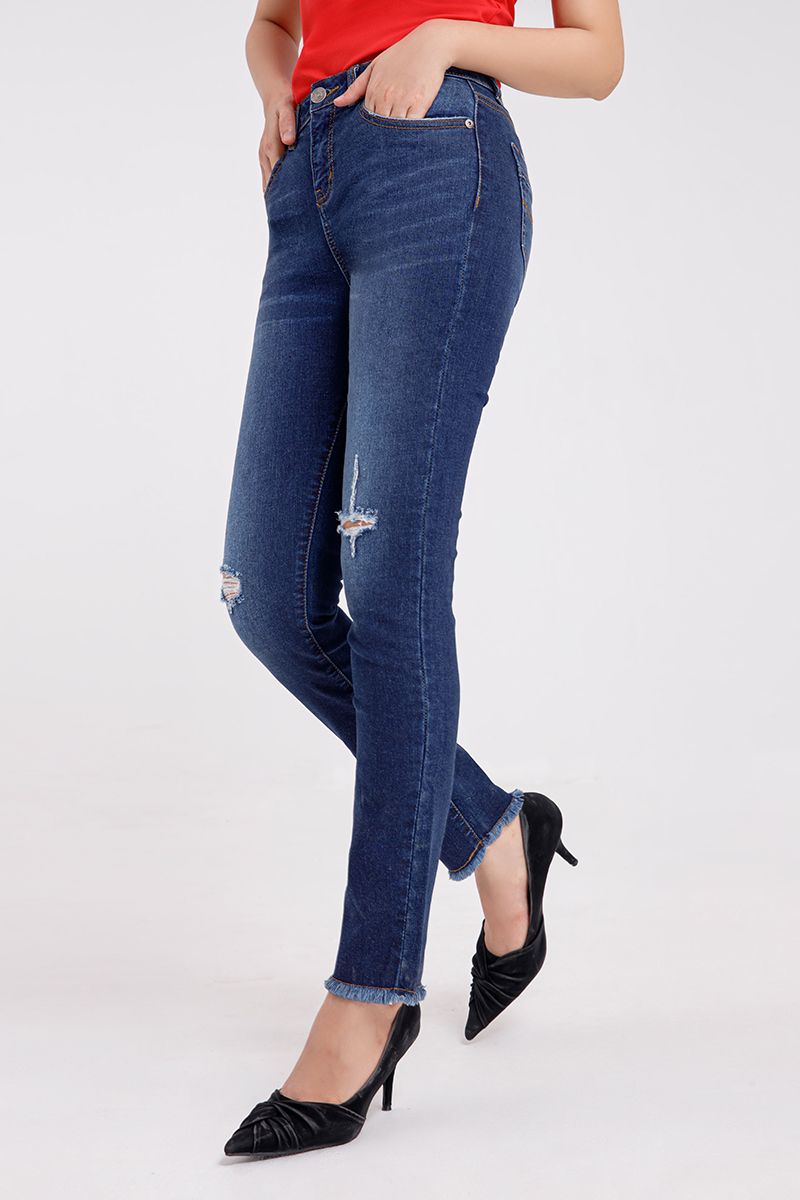 Quần jeans nữ form skinny có rách FWJN21SS18L