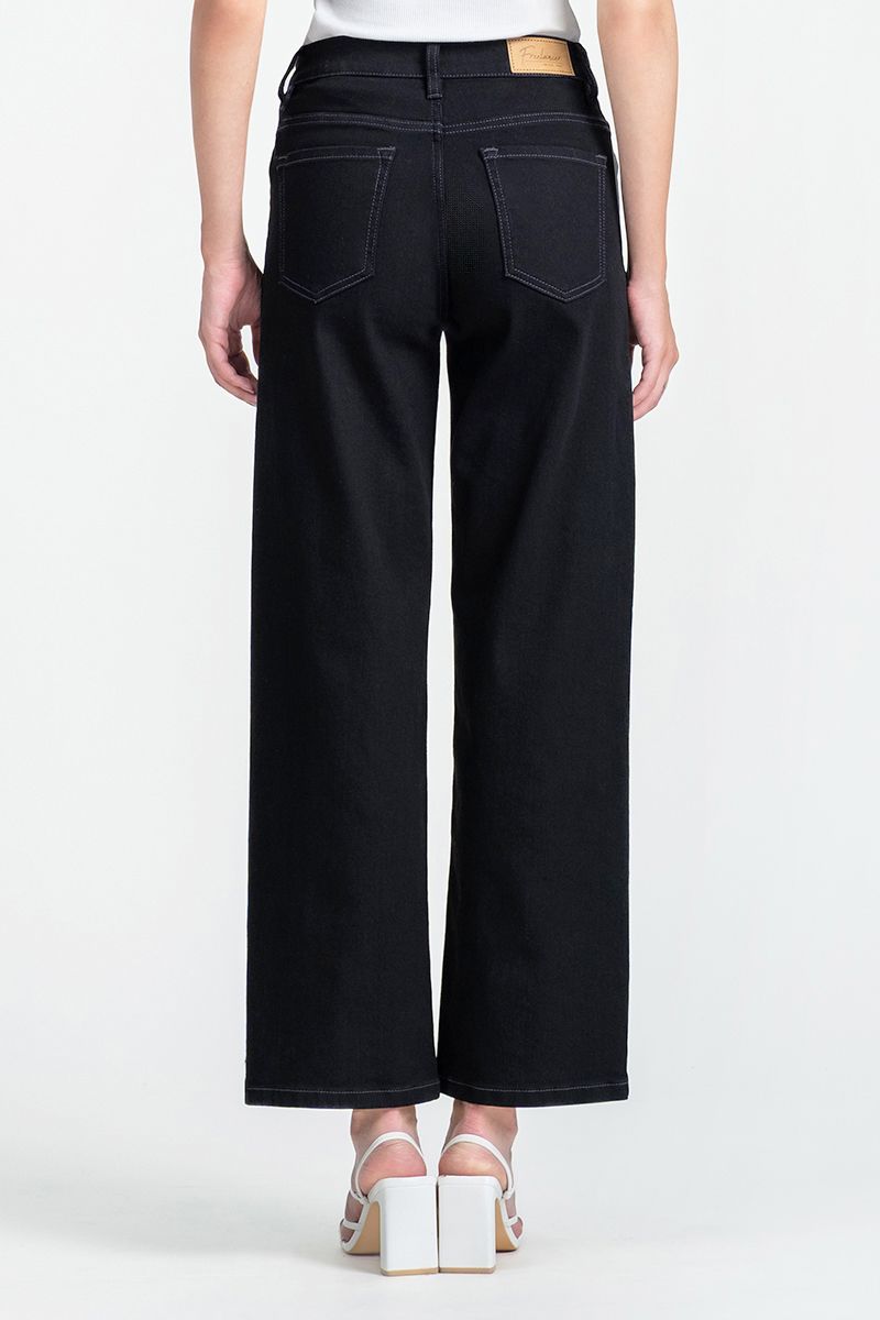 Quần Jeans Ống Rộng Màu Đen FWJN25SS09C