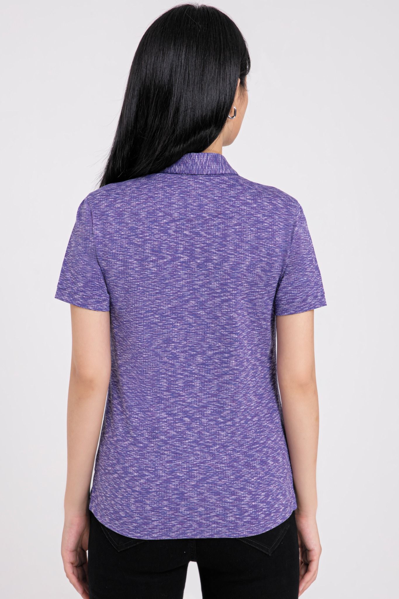 Áo thun nữ cổ bẻ melange nổi bật FWKS21SS04L