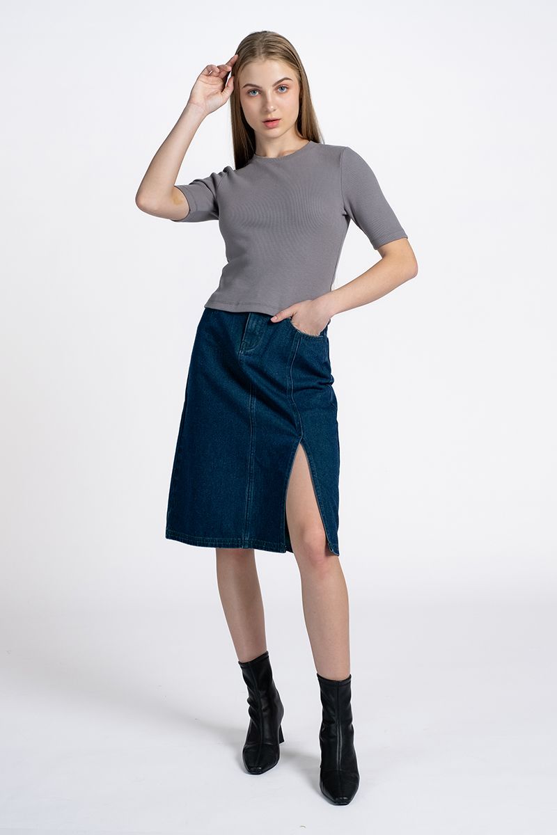 Chân Váy Jean Xẻ Lai Sành Điệu FWSK24SS07G-J