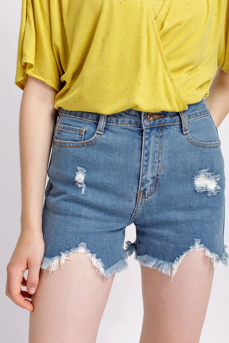 Quần shorts jean nữ gấu tua rua FWSP19S008-S1