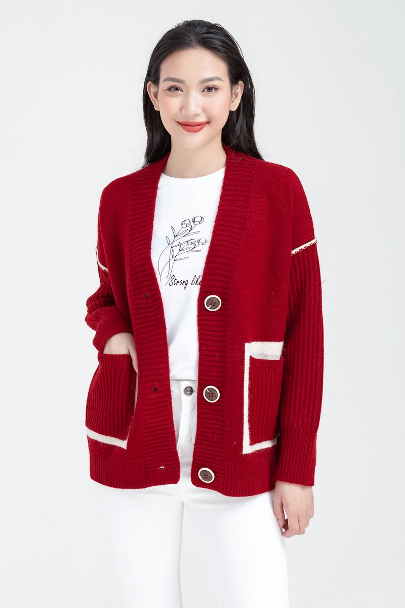  Áo khoác len cardigan nữ  form rộng FWSW22FH01C 