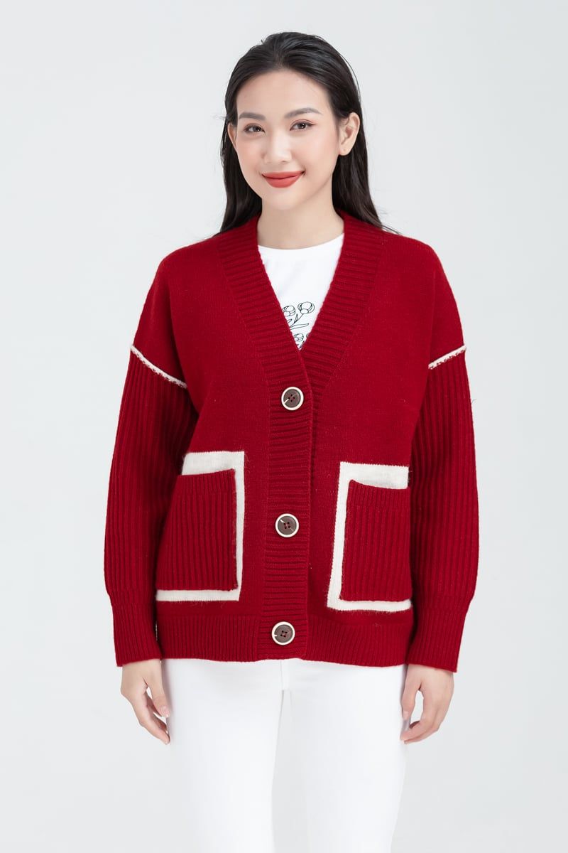  Áo khoác len cardigan nữ  form rộng FWSW22FH01C 