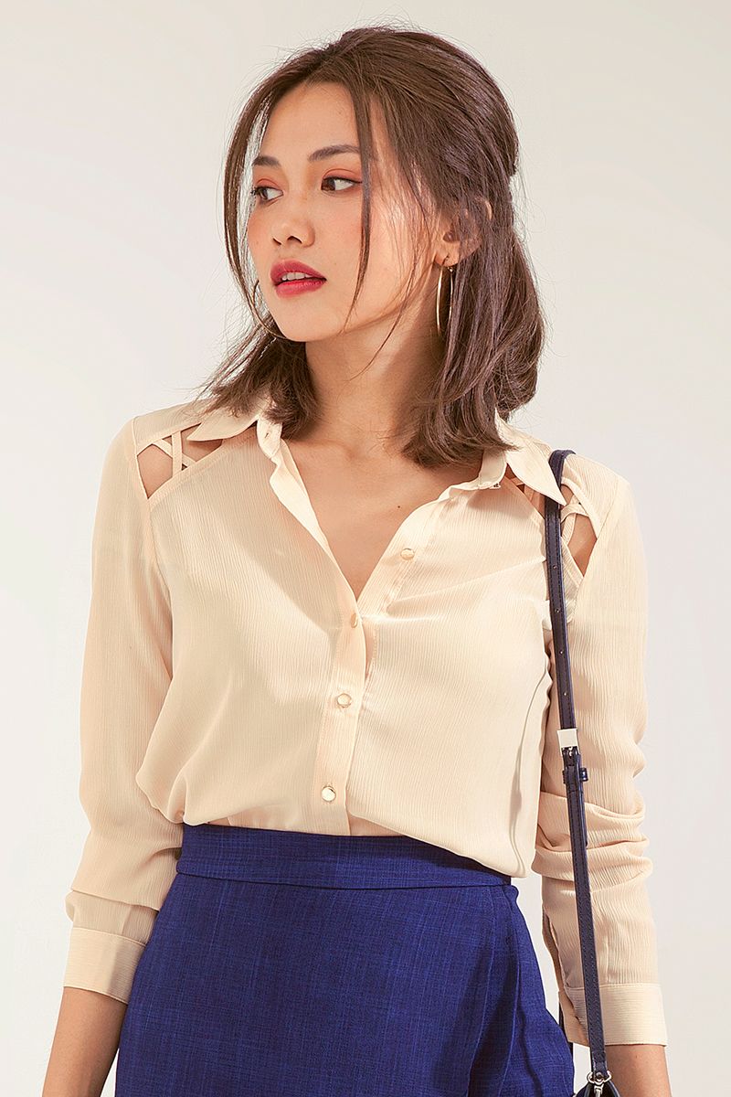 Áo sơ mi nữ tay dài trơn basic FWWS19S001-G2