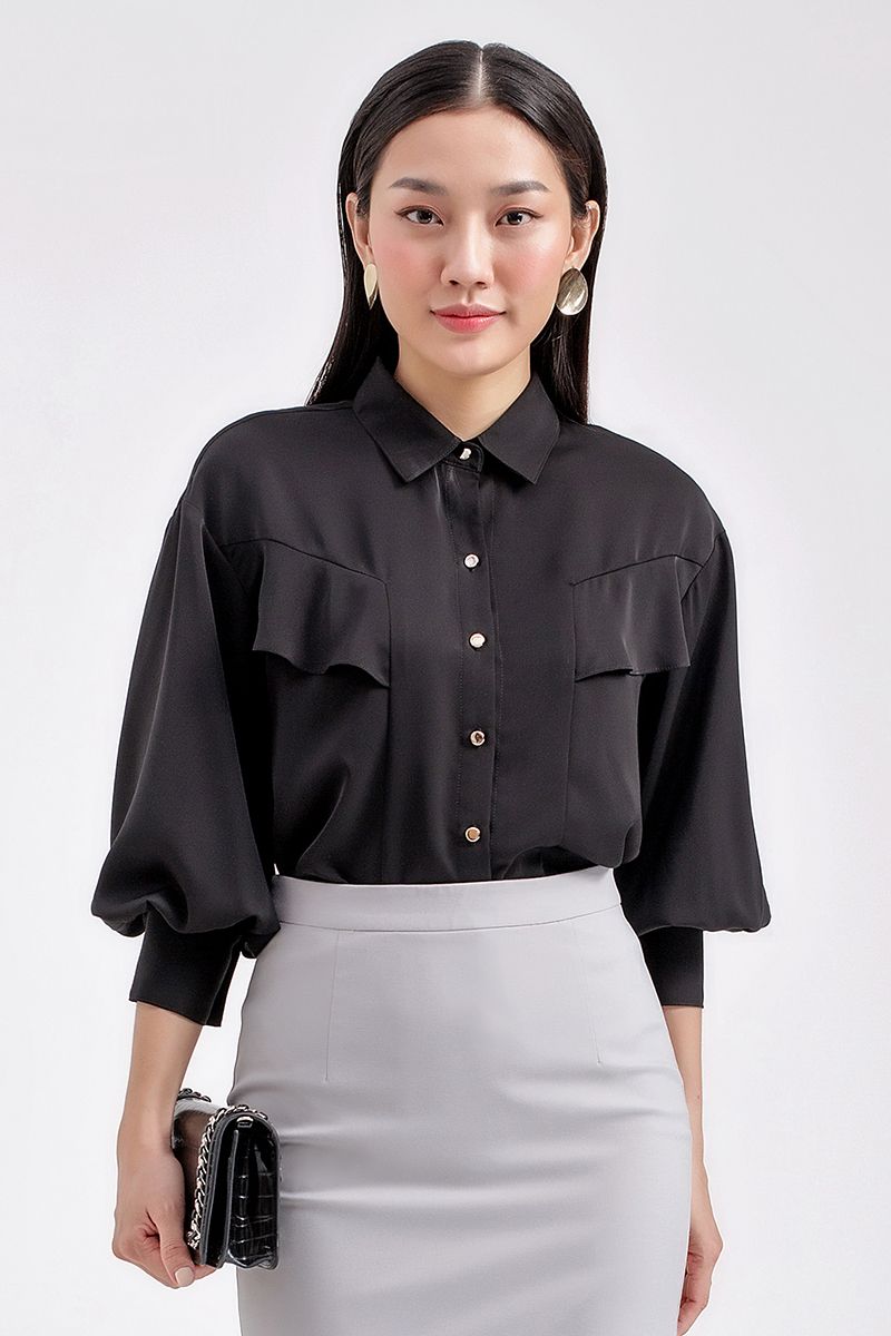 Áo sơ mi nữ tay nhún form rộng FWWS20FH16H