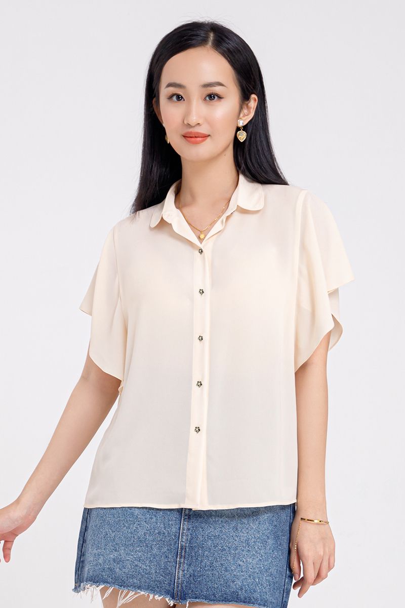 Áo sơ mi nữ tay cánh tiên trơn FWWS21SS01C