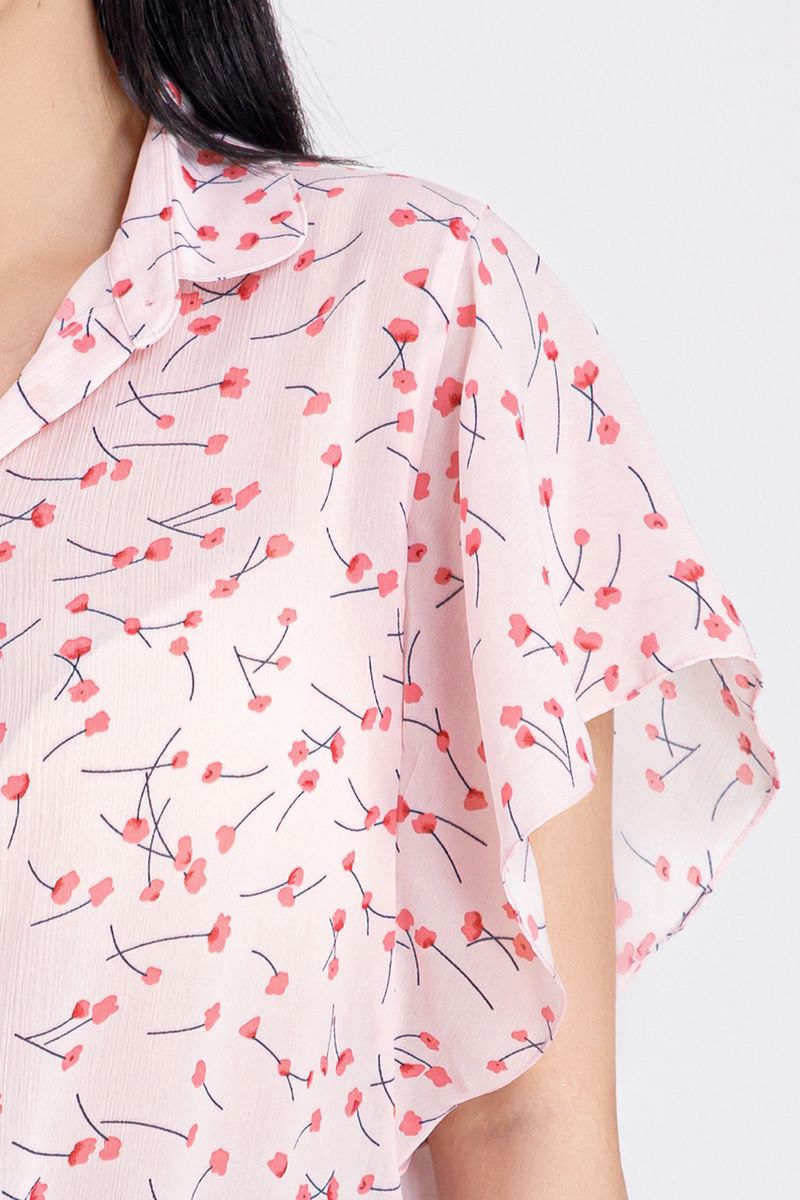 Áo sơ mi nữ tay cánh tiên họa tiết hoa nhí FWWS21SS02C