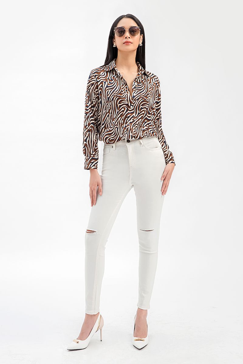 Áo sơ mi nữ họa tiết trang nhã FWWS21SS24P