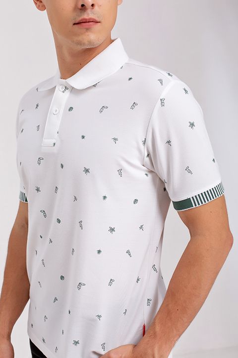 Áo thun có cổ tay ngắn họa tiết nhiệt đới KS20SS15C-SCHE