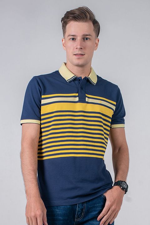 Áo thun nam có cổ tay ngắn sọc ngang KS20SS73T-SCHE