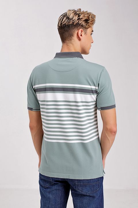 Áo thun nam có cổ tay ngắn sọc ngang KS20SS73T-SCHE