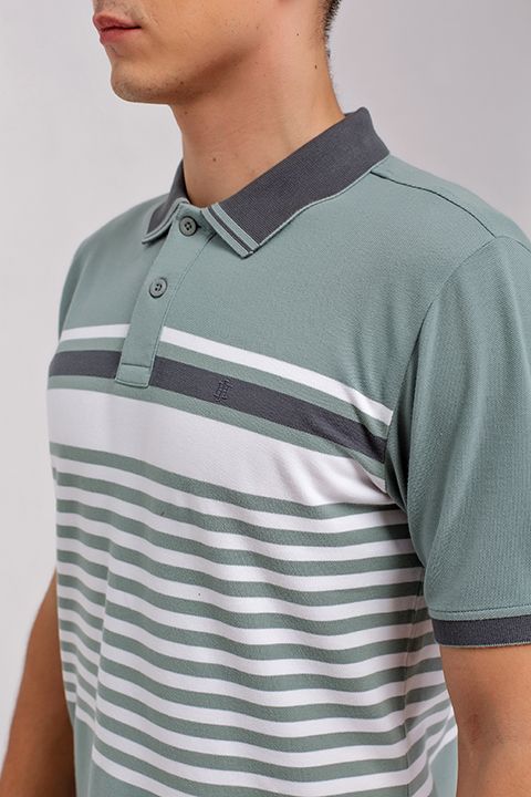 Áo thun nam có cổ tay ngắn sọc ngang KS20SS73T-SCHE