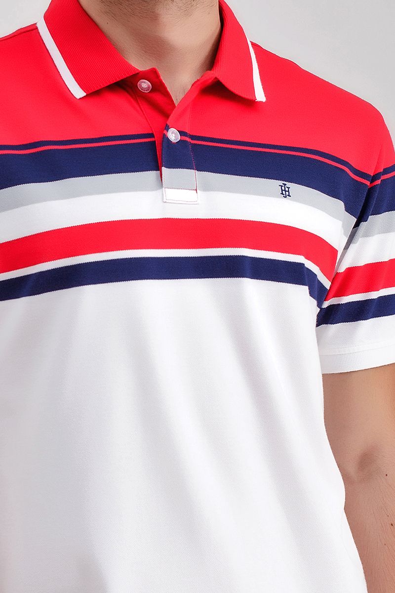 Áo thun cổ bẻ form vừa sọc ngang KS21SS01T-SCHE