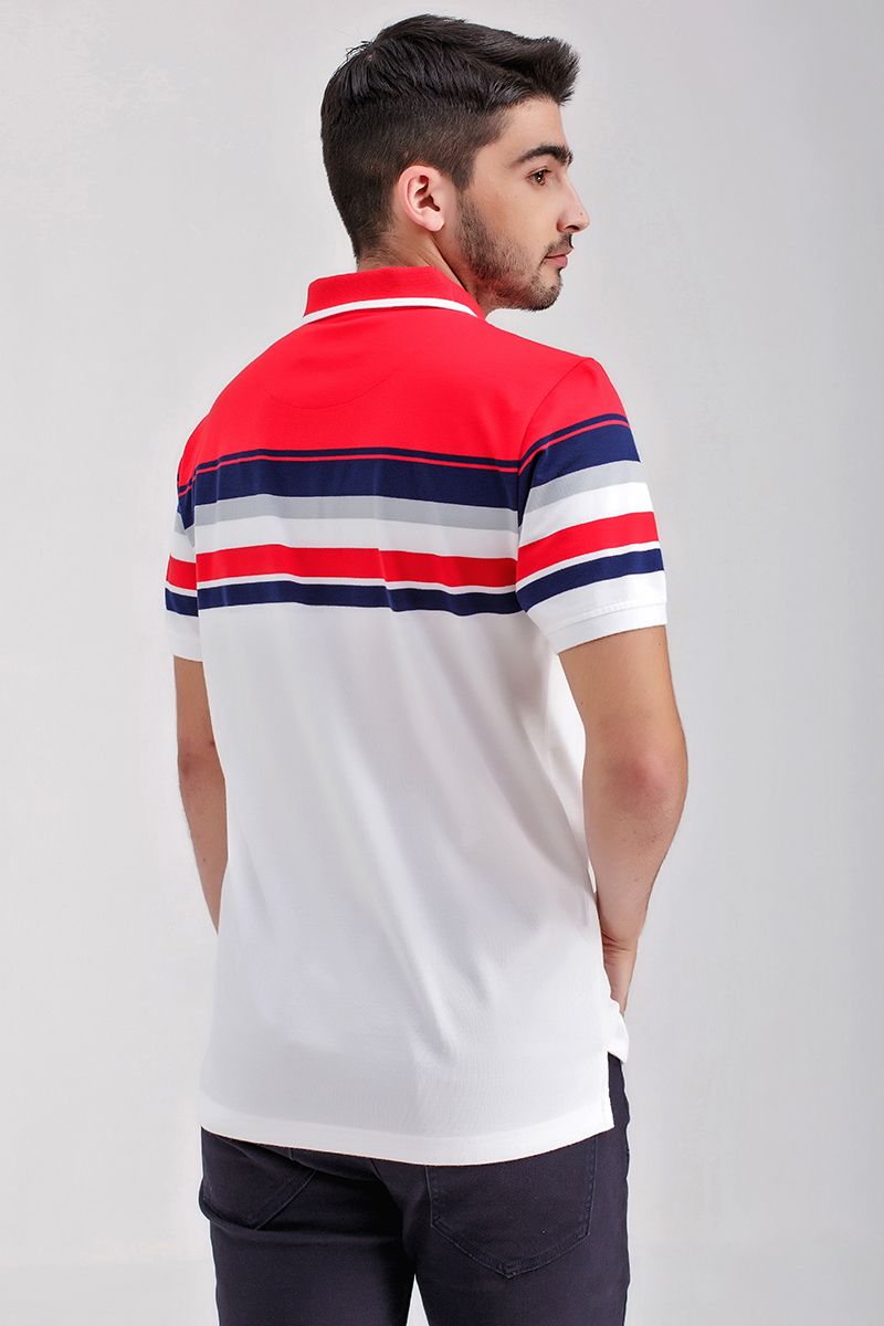 Áo thun cổ bẻ form vừa sọc ngang KS21SS01T-SCHE