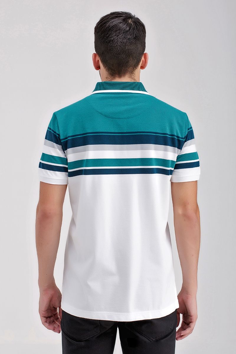 Áo thun cổ bẻ form vừa sọc ngang KS21SS01T-SCHE