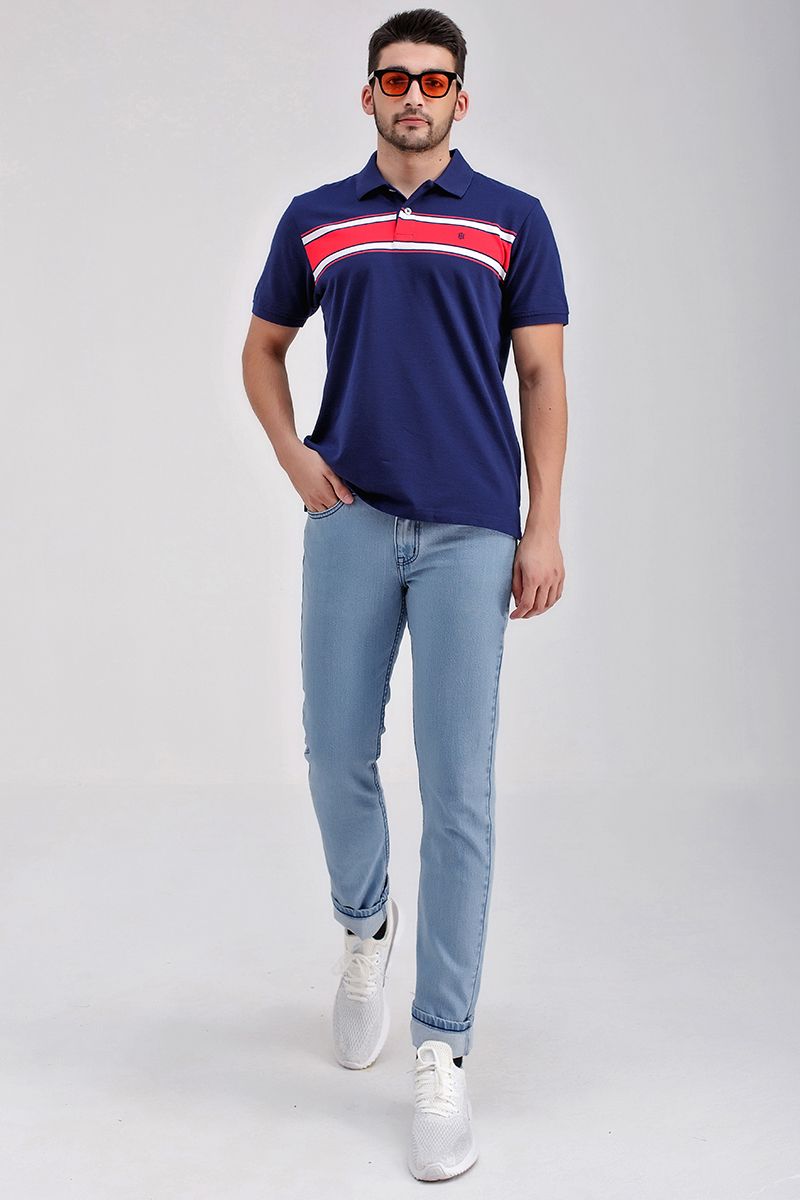 Áo thun cổ bẻ sọc ngang KS21SS02T-SCHE
