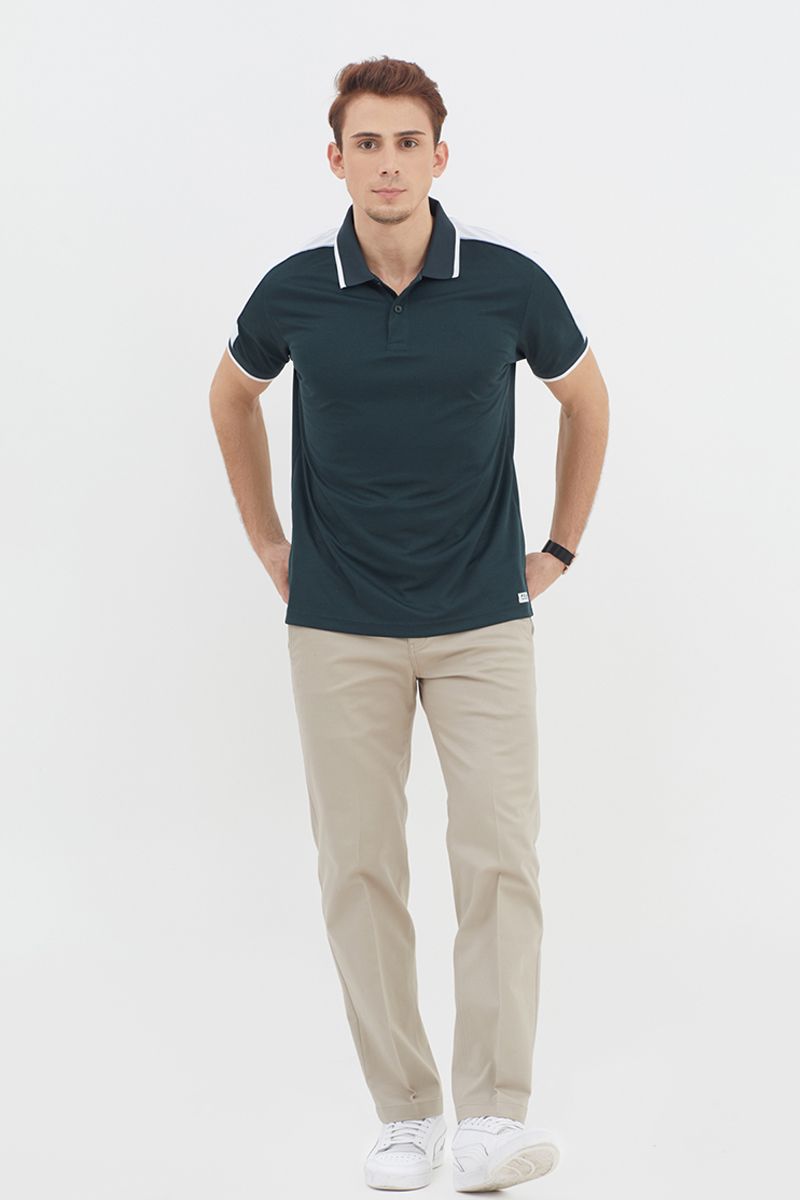 Áo thun cổ bẻ form vừa phối tay KS21SS06T-SCCP