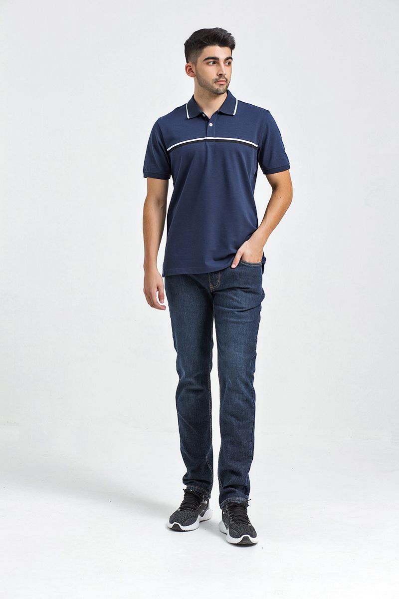 Áo thun cổ bẻ form vừa sọc ngang KS21SS11T-SCHE