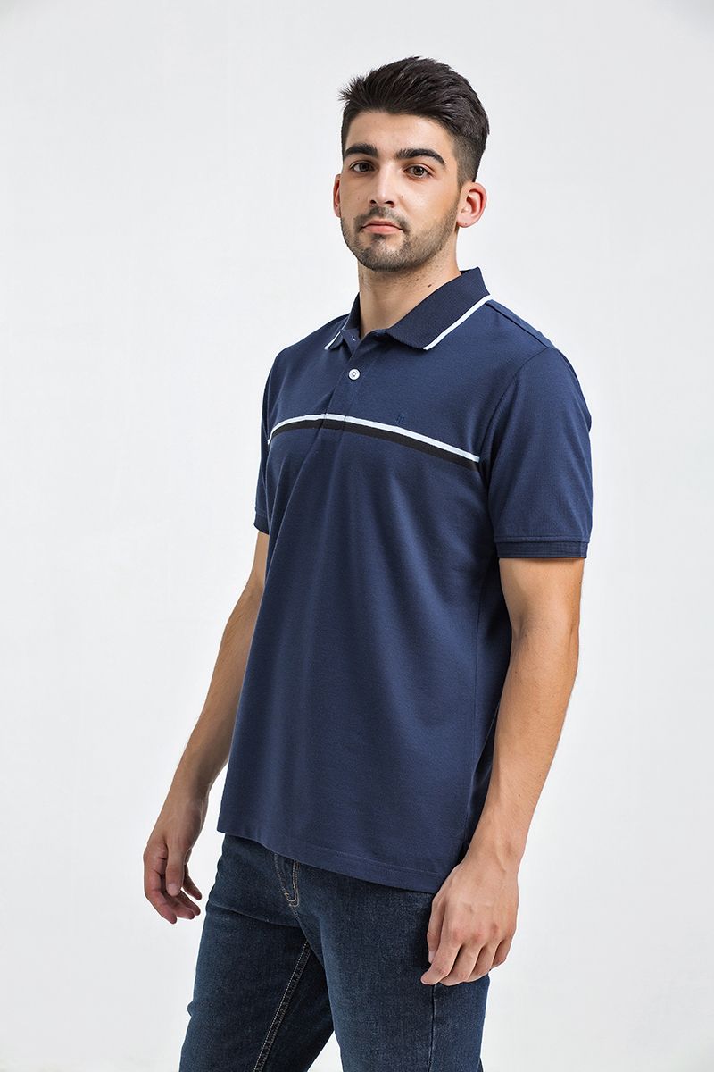 Áo thun cổ bẻ form vừa sọc ngang KS21SS11T-SCHE