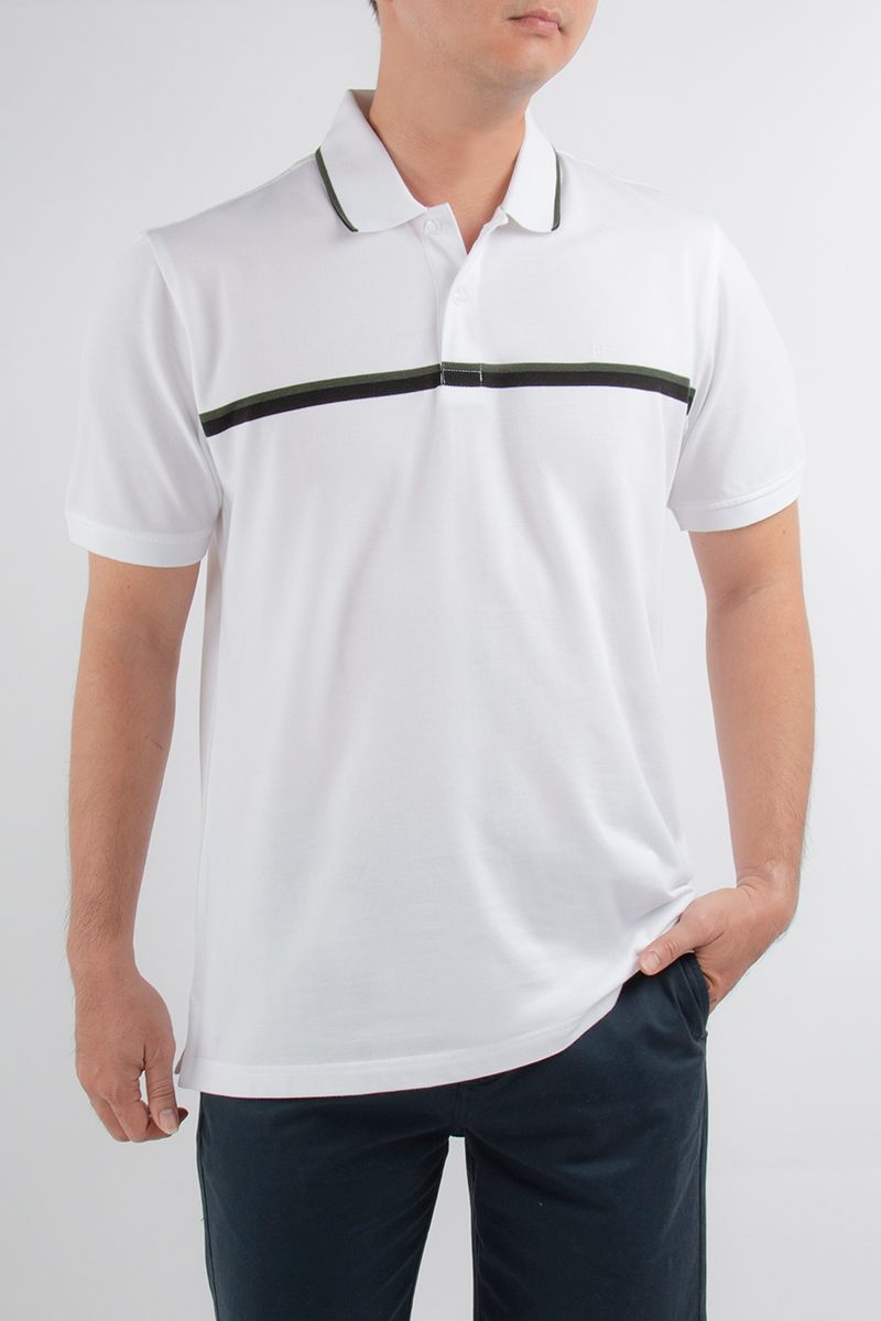 Áo thun cổ bẻ form vừa sọc ngang KS21SS11T-SCHE