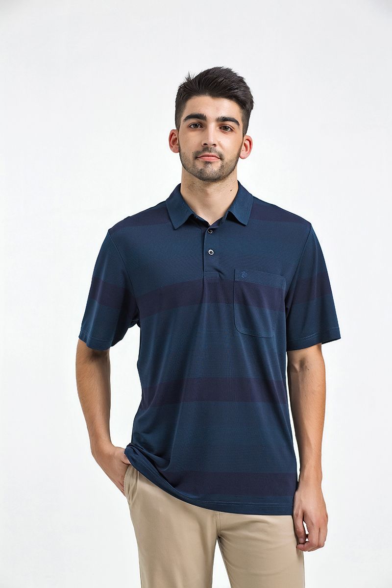 Áo thun cổ bẻ form rộng sọc ngang KS21SS19C-SSCP
