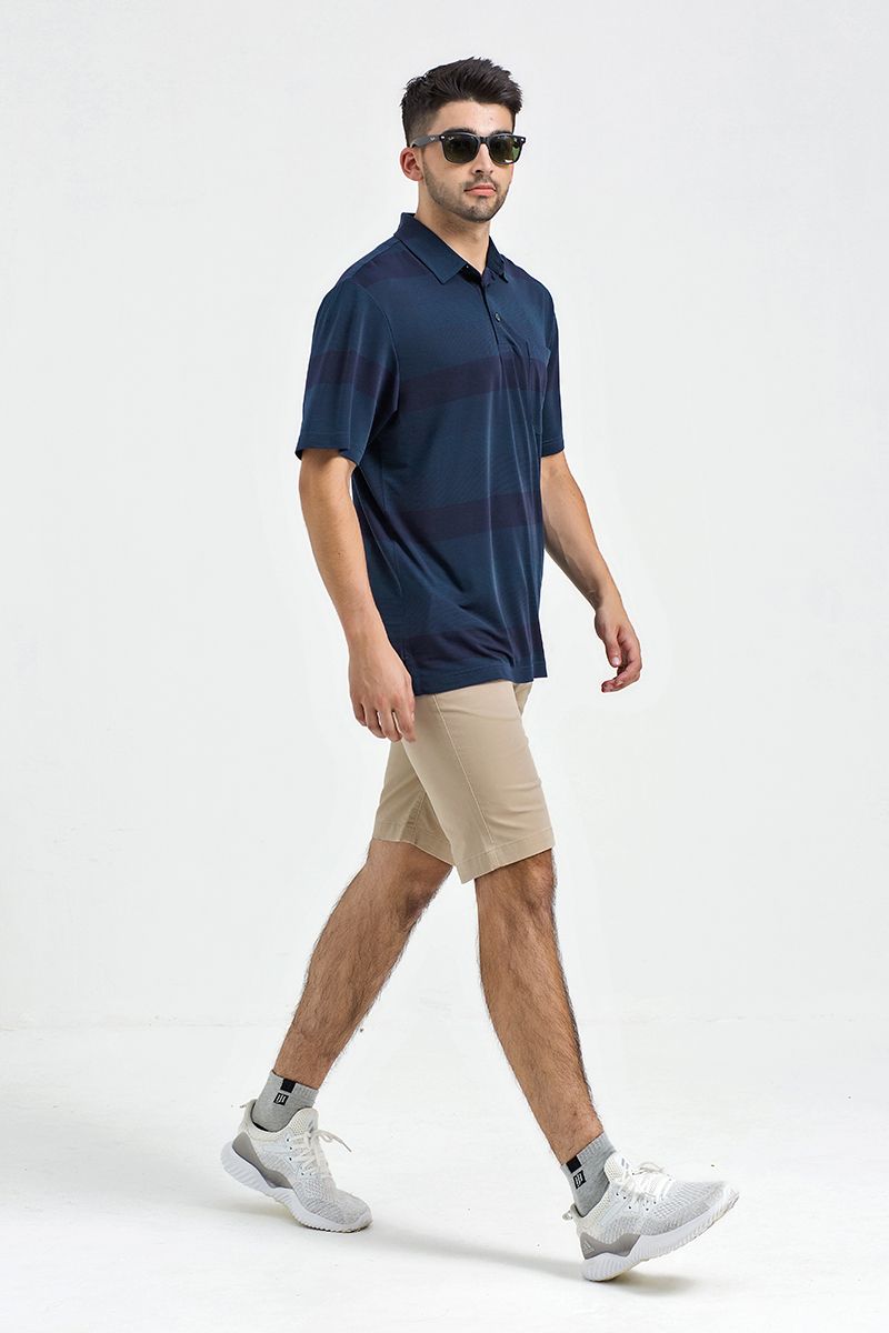 Áo thun cổ bẻ form rộng sọc ngang KS21SS19C-SSCP