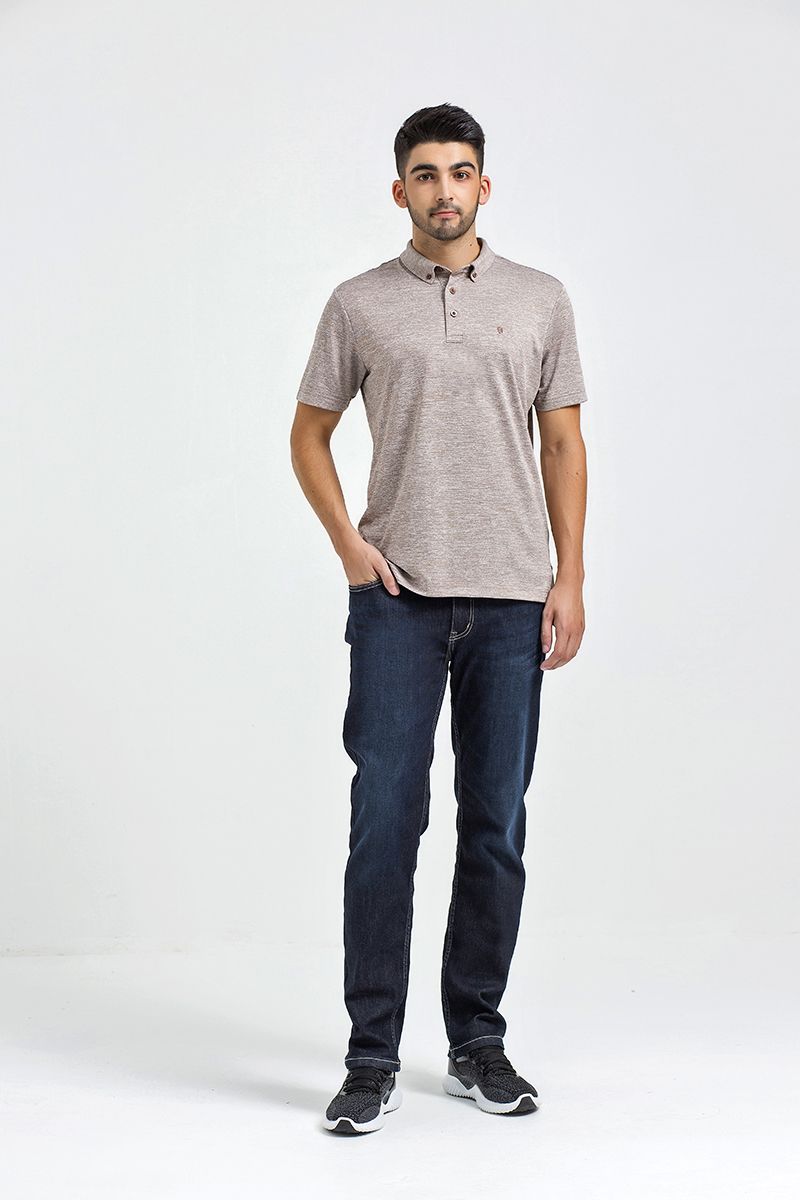 Áo thun cổ bẻ button-down form vừa KS21SS24C-SCCA