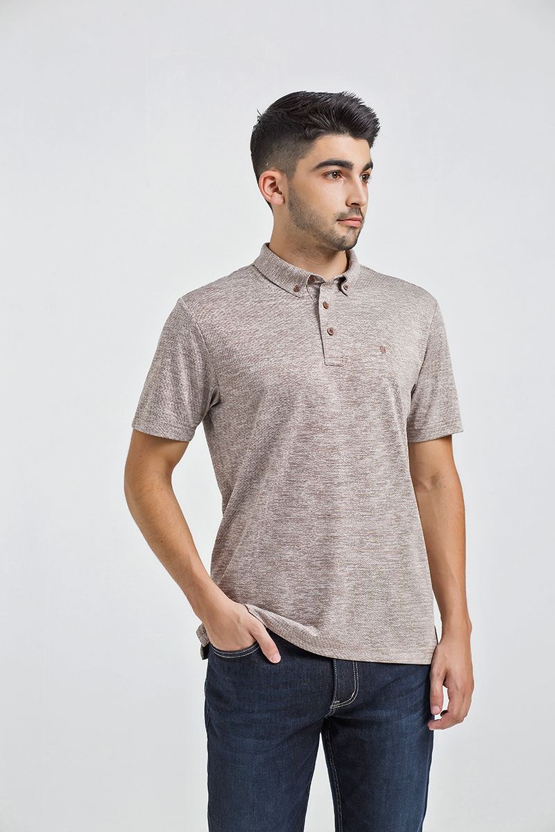 Áo thun cổ bẻ button-down form vừa KS21SS24C-SCCA