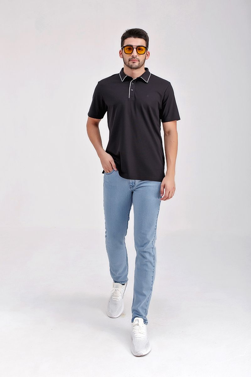 Áo thun cổ bẻ tay ngắn form vừa trơn KS21SS43C-SCWK