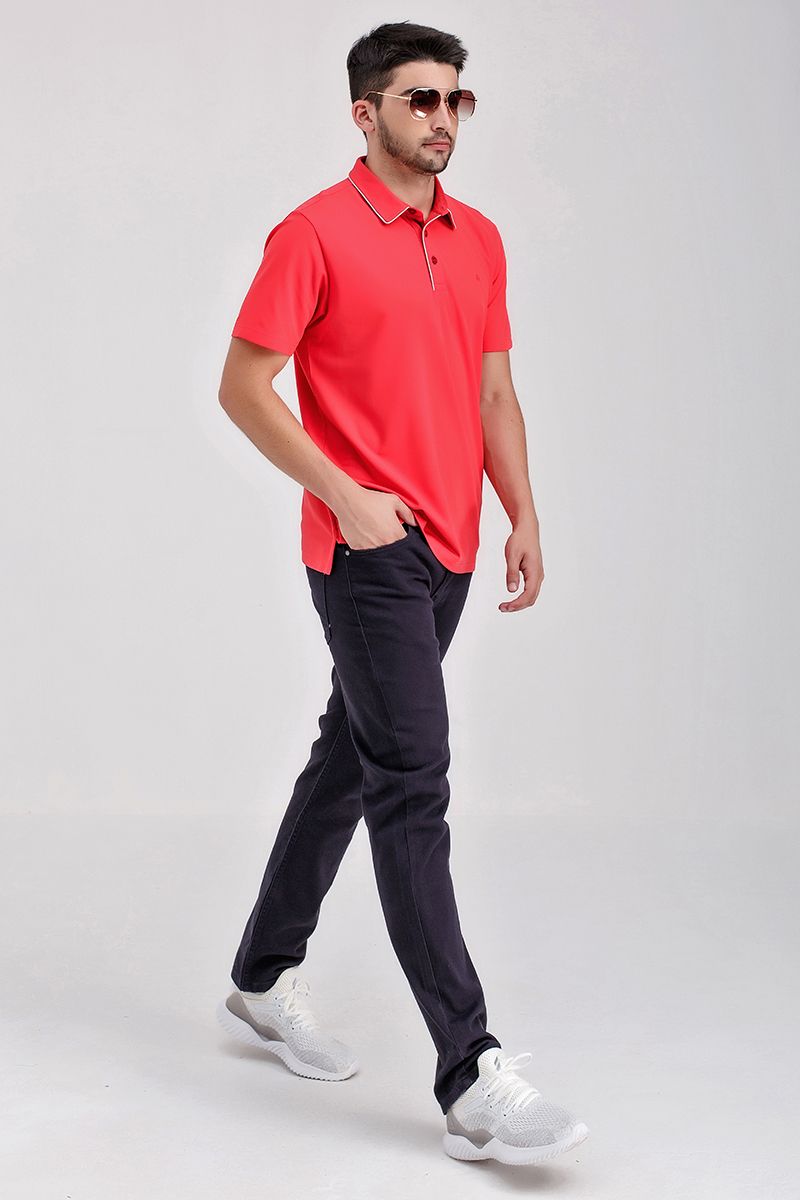Áo thun cổ bẻ tay ngắn form vừa trơn KS21SS43C-SCWK