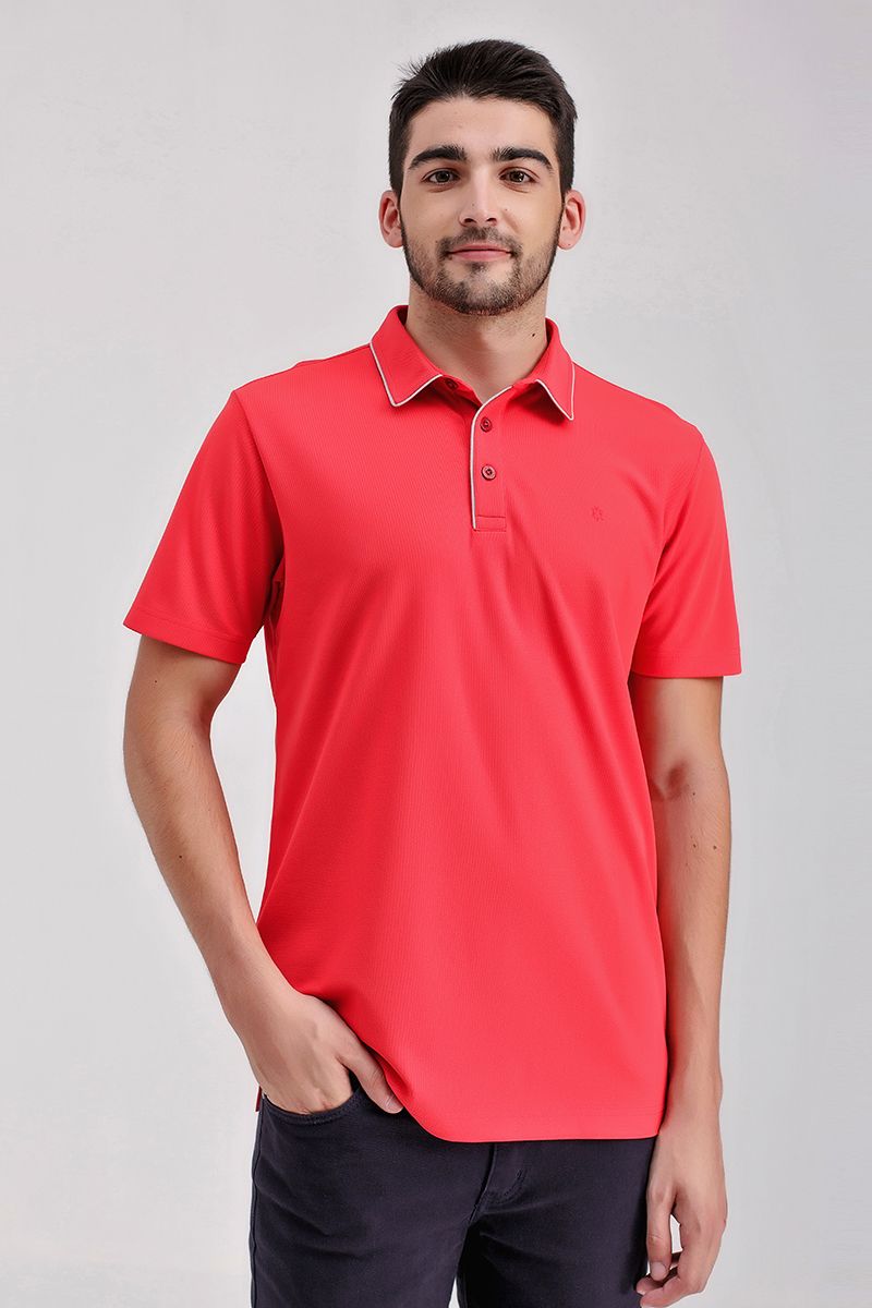 Áo thun cổ bẻ tay ngắn form vừa trơn KS21SS43C-SCWK