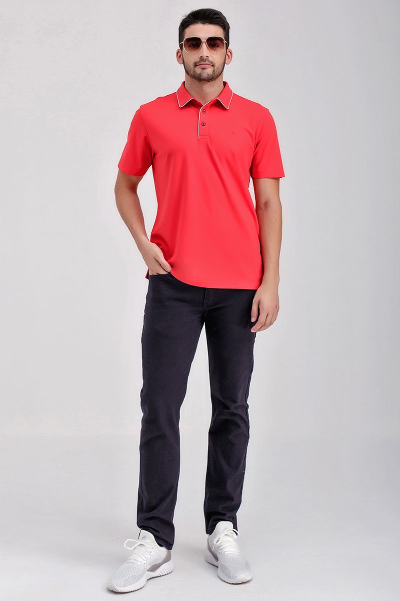 Áo thun cổ bẻ tay ngắn form vừa trơn KS21SS43C-SCWK