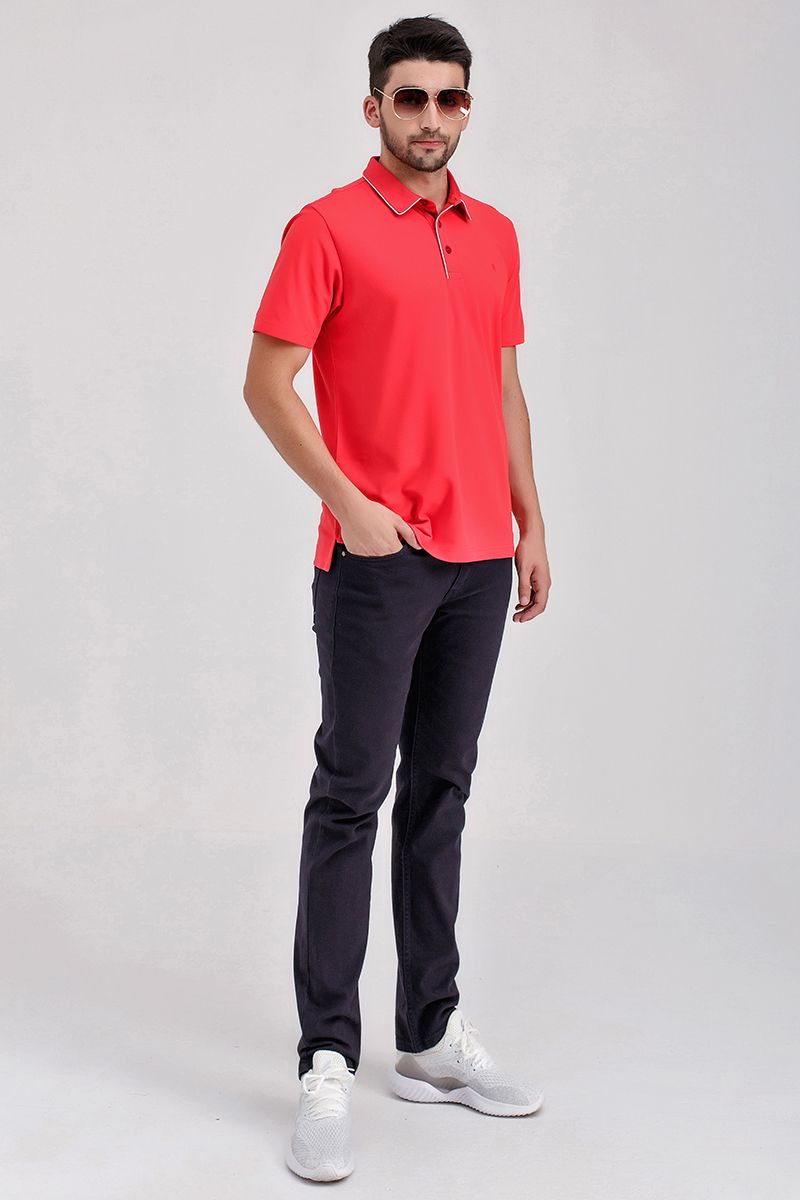 Áo thun cổ bẻ tay ngắn form vừa trơn KS21SS43C-SCWK