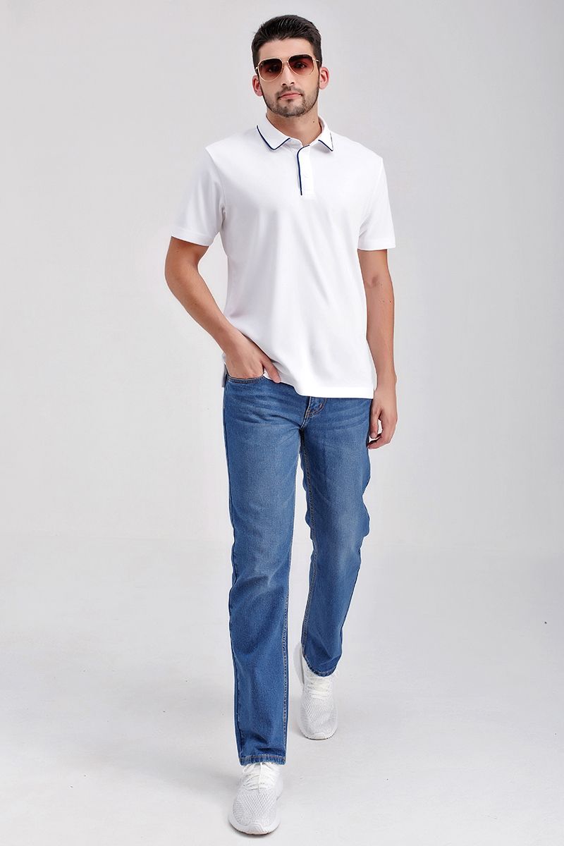 Áo thun cổ bẻ tay ngắn form vừa trơn KS21SS43C-SCWK